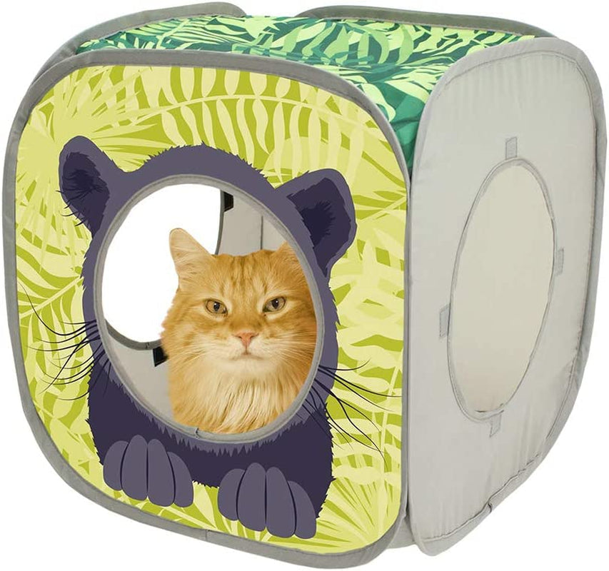 Pop-Up Cat Cube Hideaway – Tiger or Panther Style