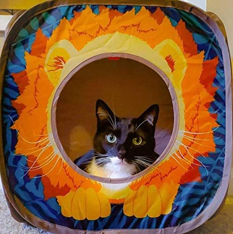 Pop-Up Cat Cube Hideaway – Tiger or Panther Style