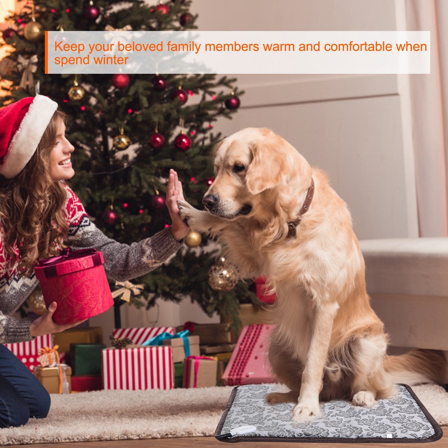 Electric Pet Heating Pad with Adjustable Temperature for Dogs & Cats