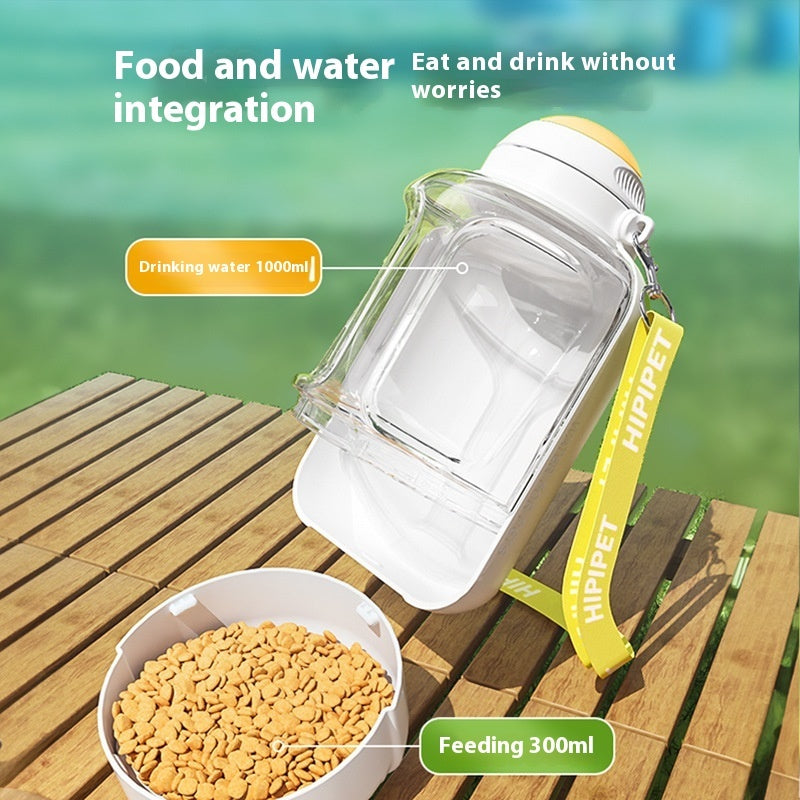 2-in-1 Dog Water Bottle and Food Container, 1000ml Capacity