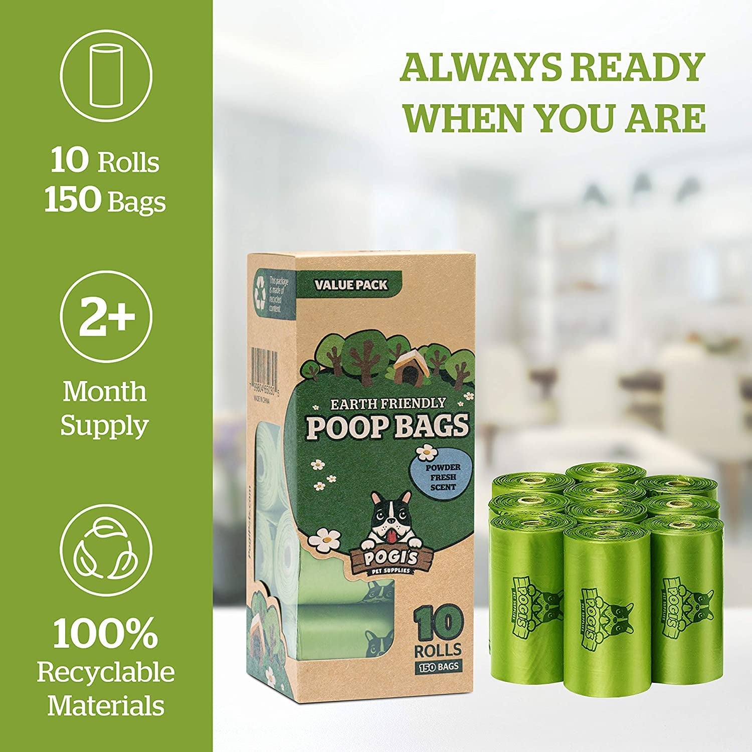 Extra Large Dog Poop Bags, 9 x 13.5 in, 150 Count, Scented