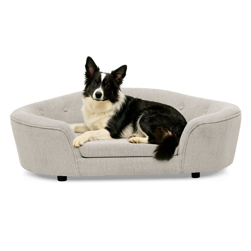 Modern Oval Foam Pet Sofa for Large and Oversized Dogs, Beige