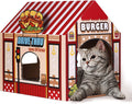 2-in-1 Cat House & Scratcher – Burger Shop Cardboard Design