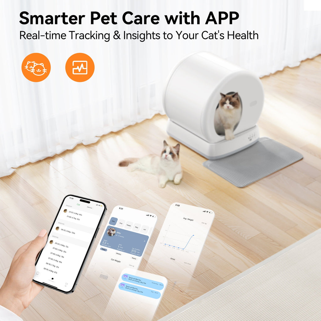 Smart Automatic Self-Cleaning Cat Litter Box with App Control