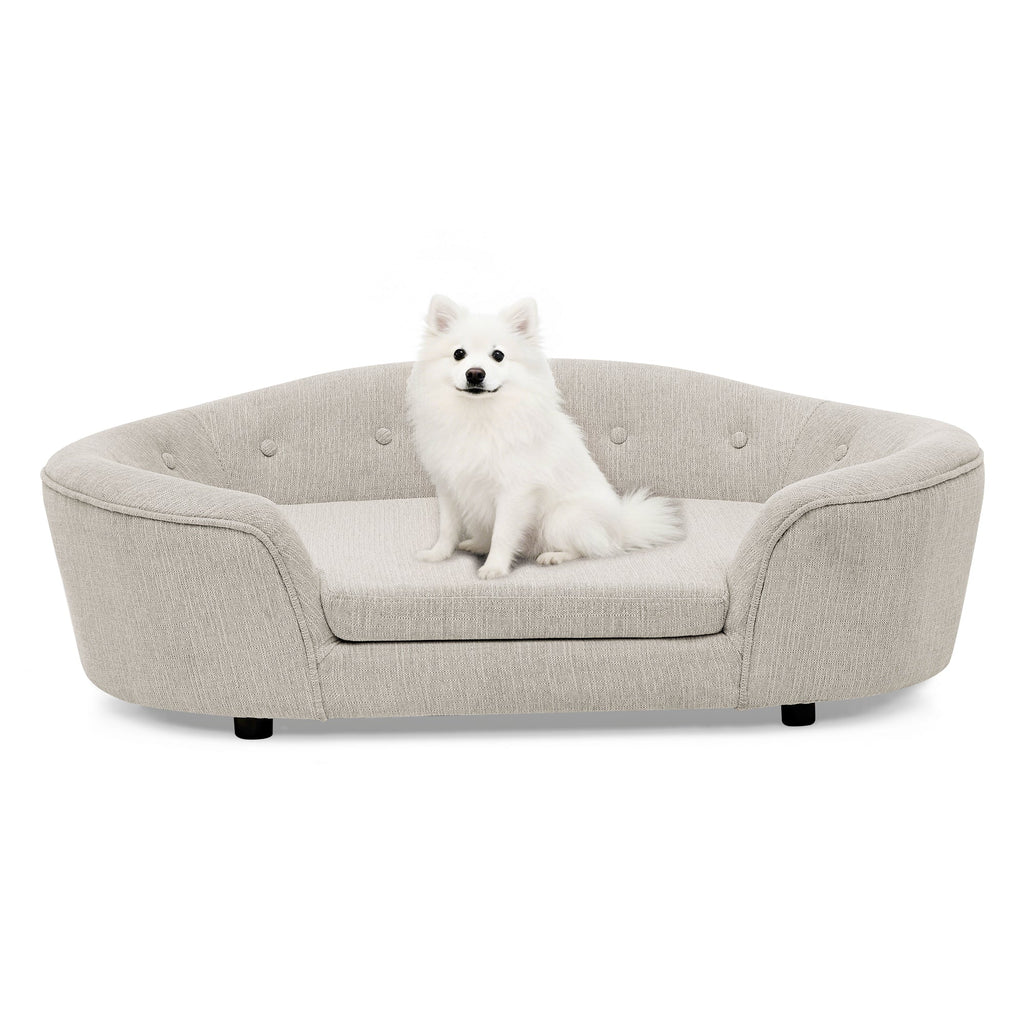 Modern Oval Foam Pet Sofa for Large and Oversized Dogs, Beige