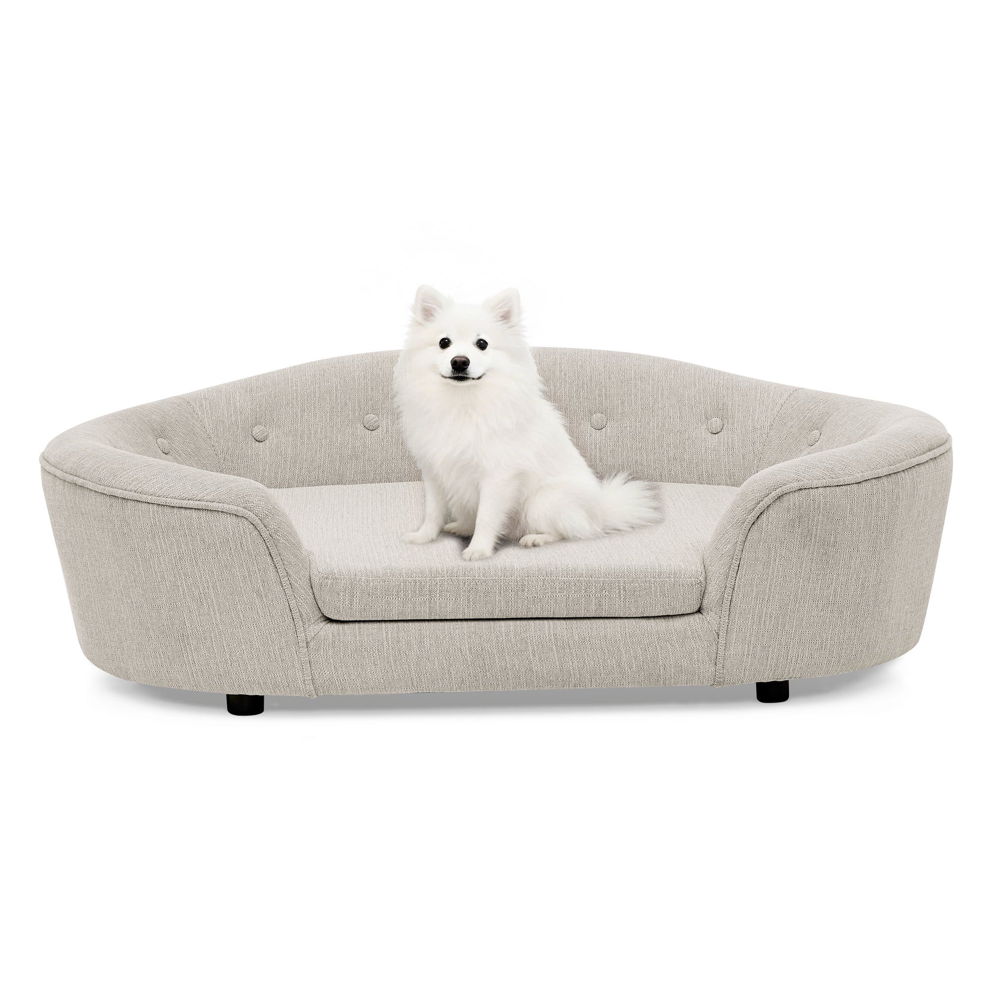 Modern Oval Foam Pet Sofa for Large and Oversized Dogs, Beige
