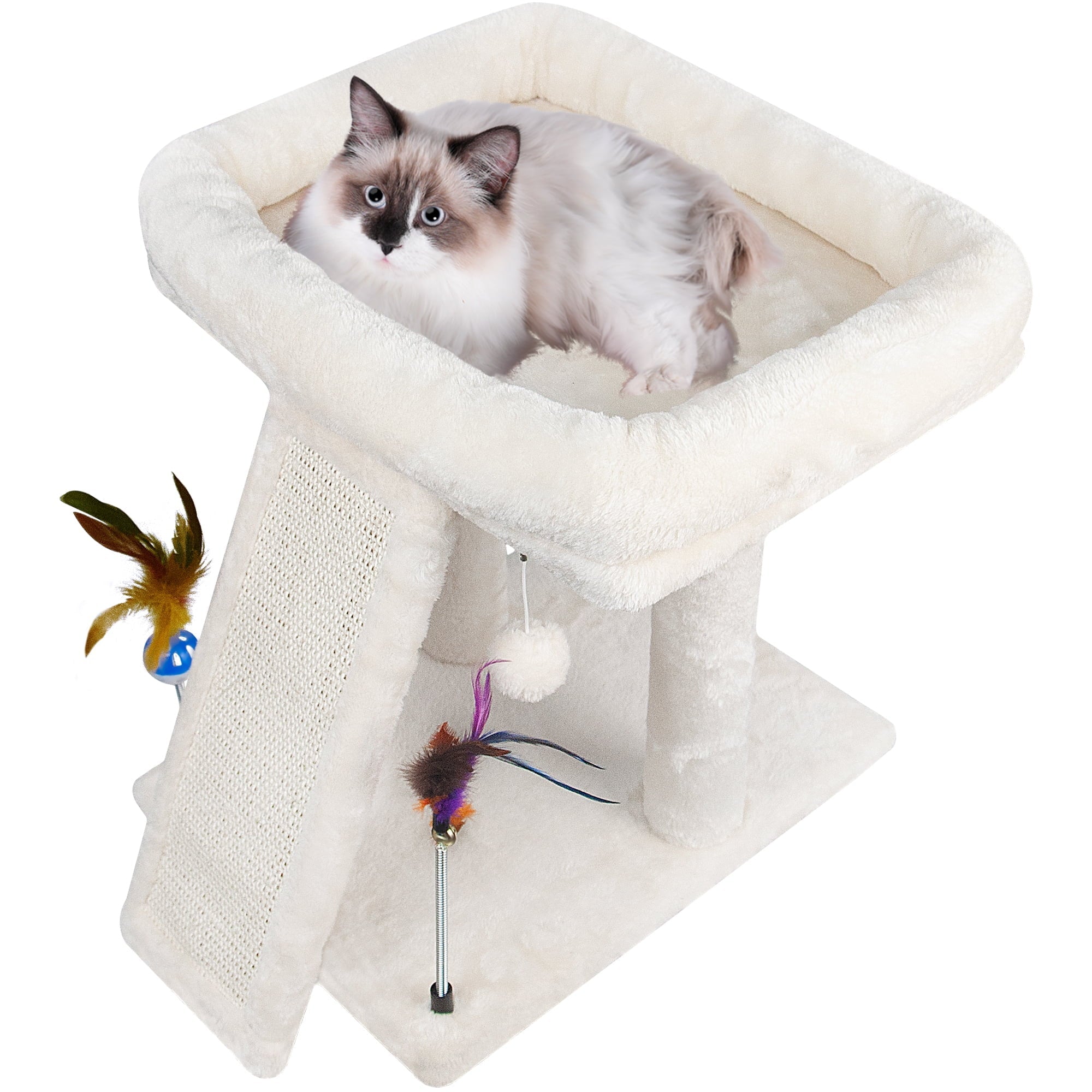 17.7" Cat Tree with Scratching Pad and Play Balls, Gray