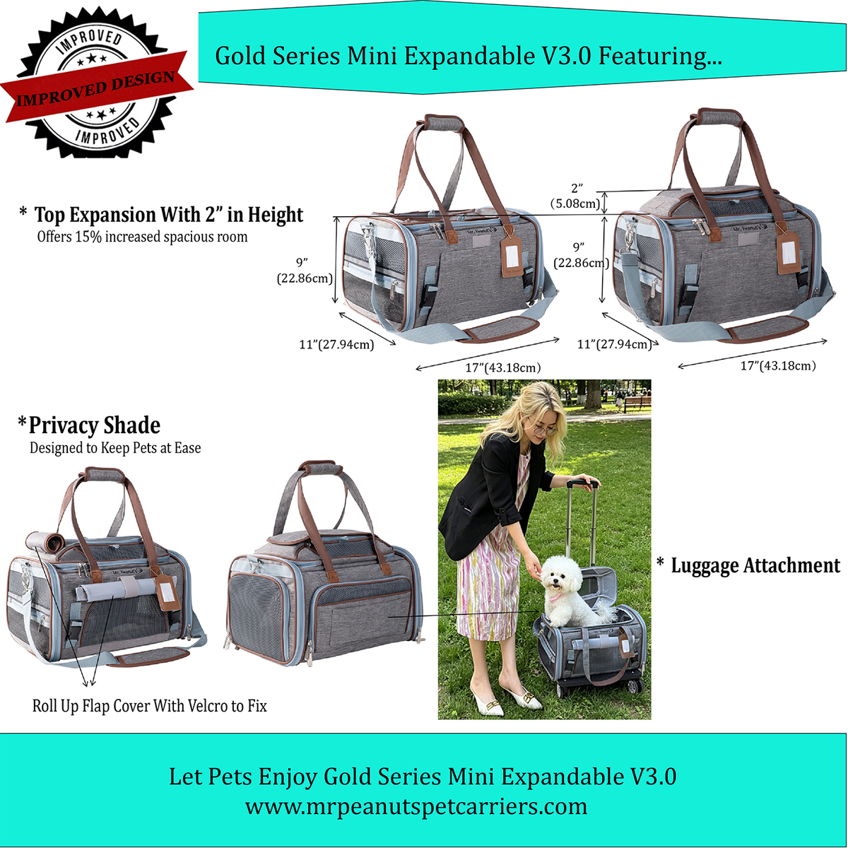 Mr. Peanut's Gold Series Mini Expandable V3.0 Pet Carrier