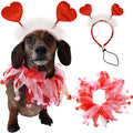 Valentine’s Day Pet Headband and Scarf Set – Organza Satin