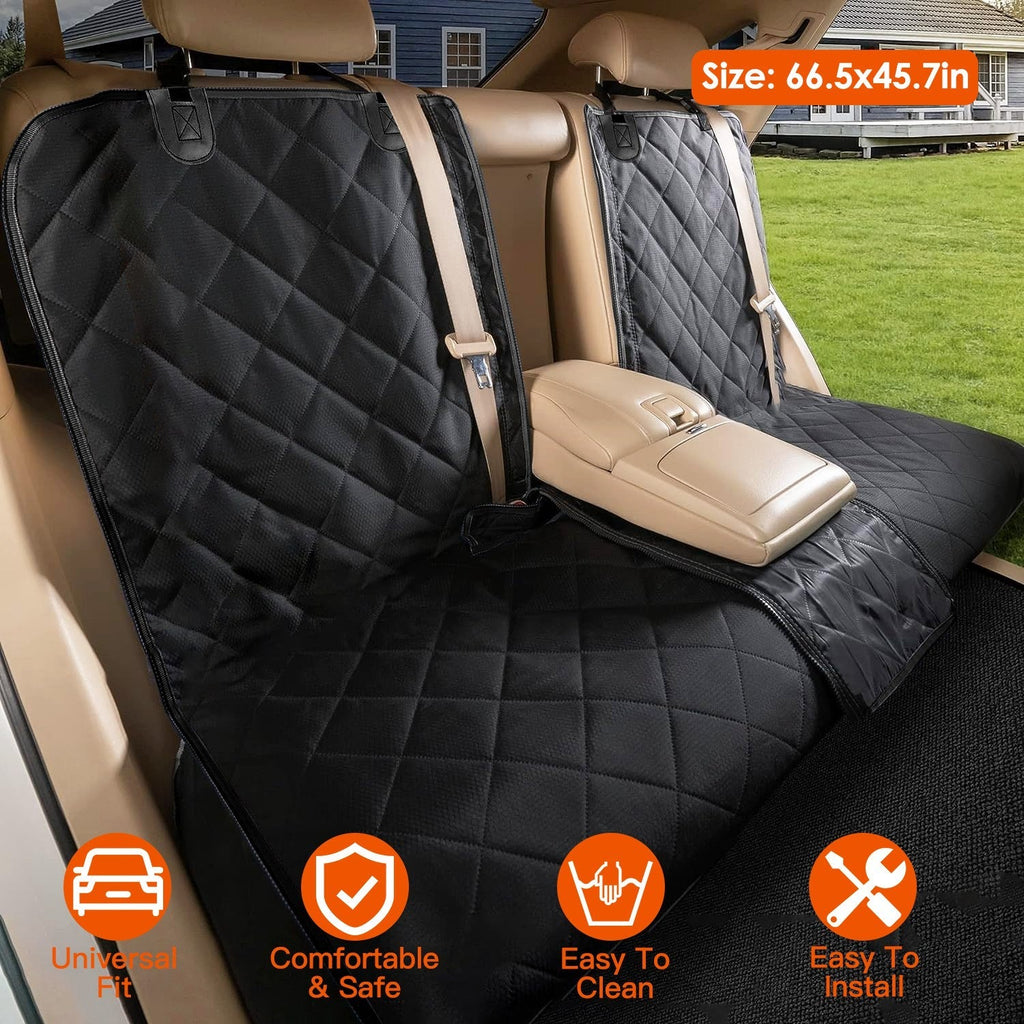 Dog Car Seat Cover with Seat Belt Attachment, Universal Fit