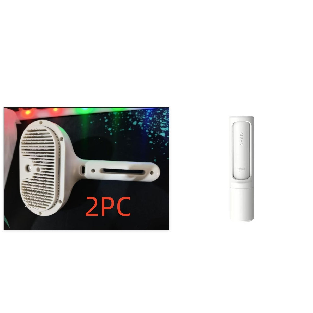 Pet Hair Brush with Angled Bristles and Misting Function, White
