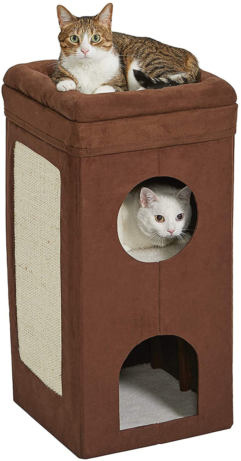 Three-Tier Cat Cube Condo with Scratching Panel and Hideouts