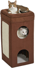 Three-Tier Cat Cube Condo with Scratching Panel and Hideouts