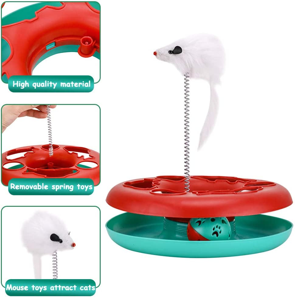 Interactive Cat Toy Set with Track, Mouse, and Rolling Ball