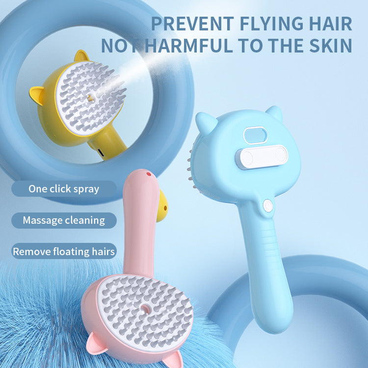 Rechargeable Pet Grooming Brush with Steam Massage, Yellow