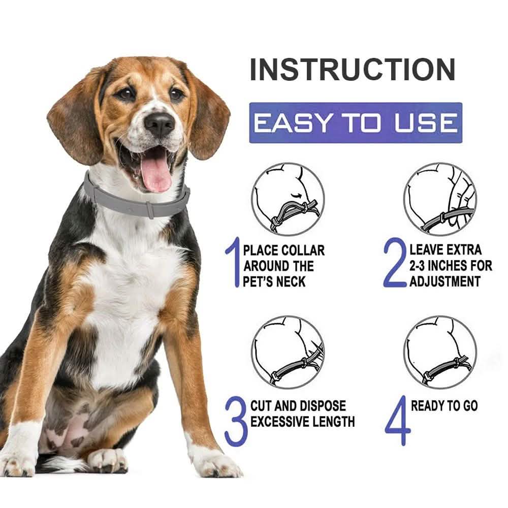 Dog Flea and Tick Collar with Essential Oils, Adjustable, Grey