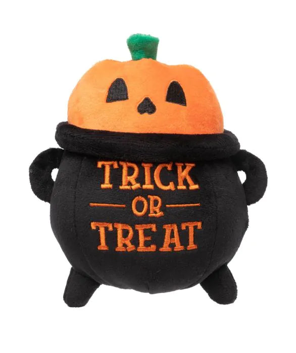 Trick or Treat Cauldron Halloween Plush Dog Toy with Squeaker