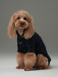 High-Neck Textured Knit Dog Sweater with Chest Buttons
