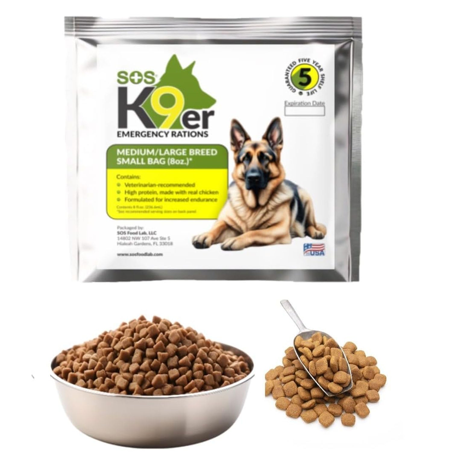 Emergency Dog Food Pack with Real Chicken, 8 oz or 40 oz Pouch