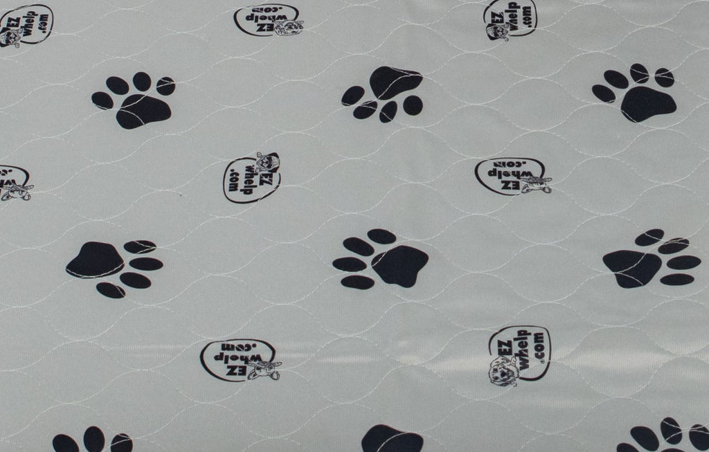 Waterproof Washable Whelping Box Pad – Gray Paw Print, Custom Fit