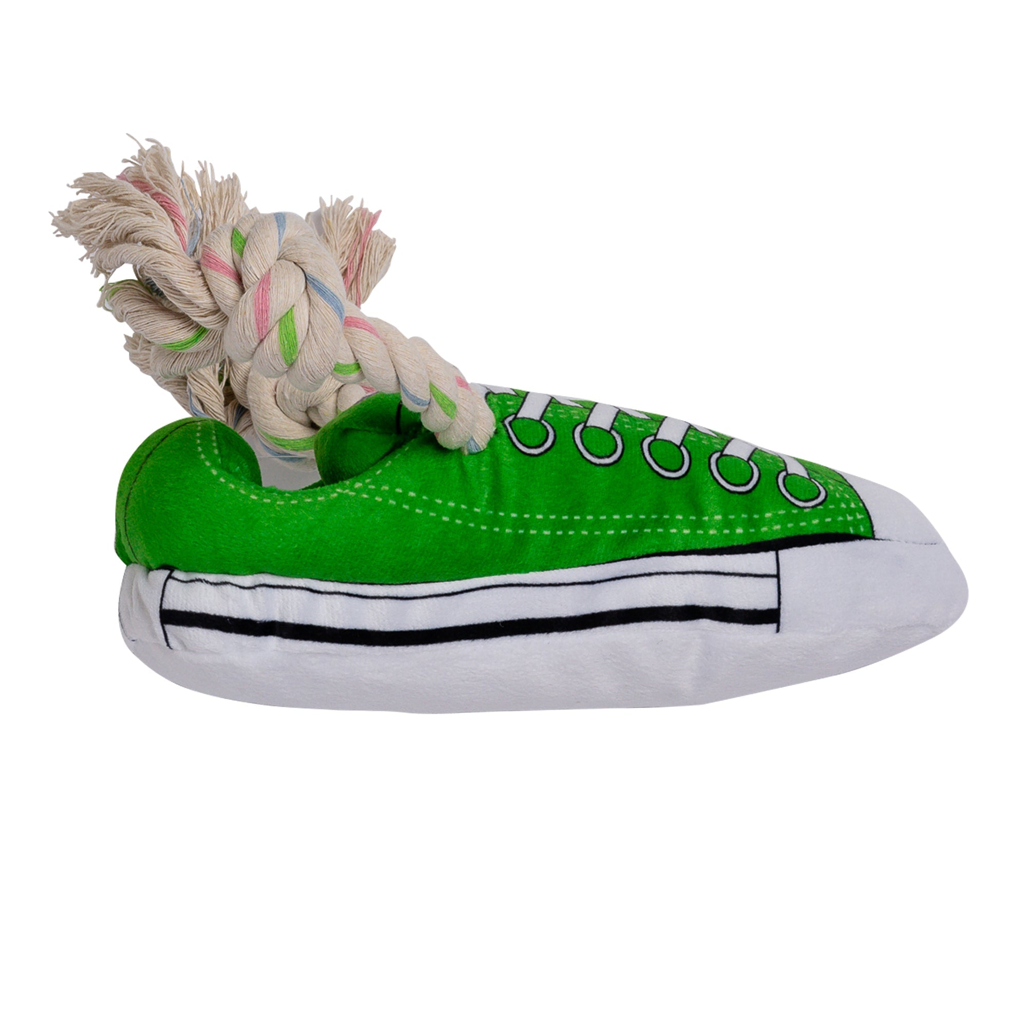 Squeaky Comfort Plush Sneaker Dog Toy – Green