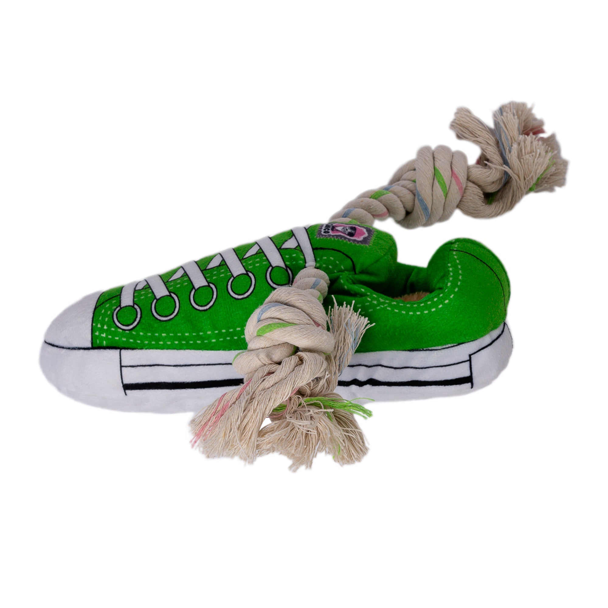 Squeaky Comfort Plush Sneaker Dog Toy – Green