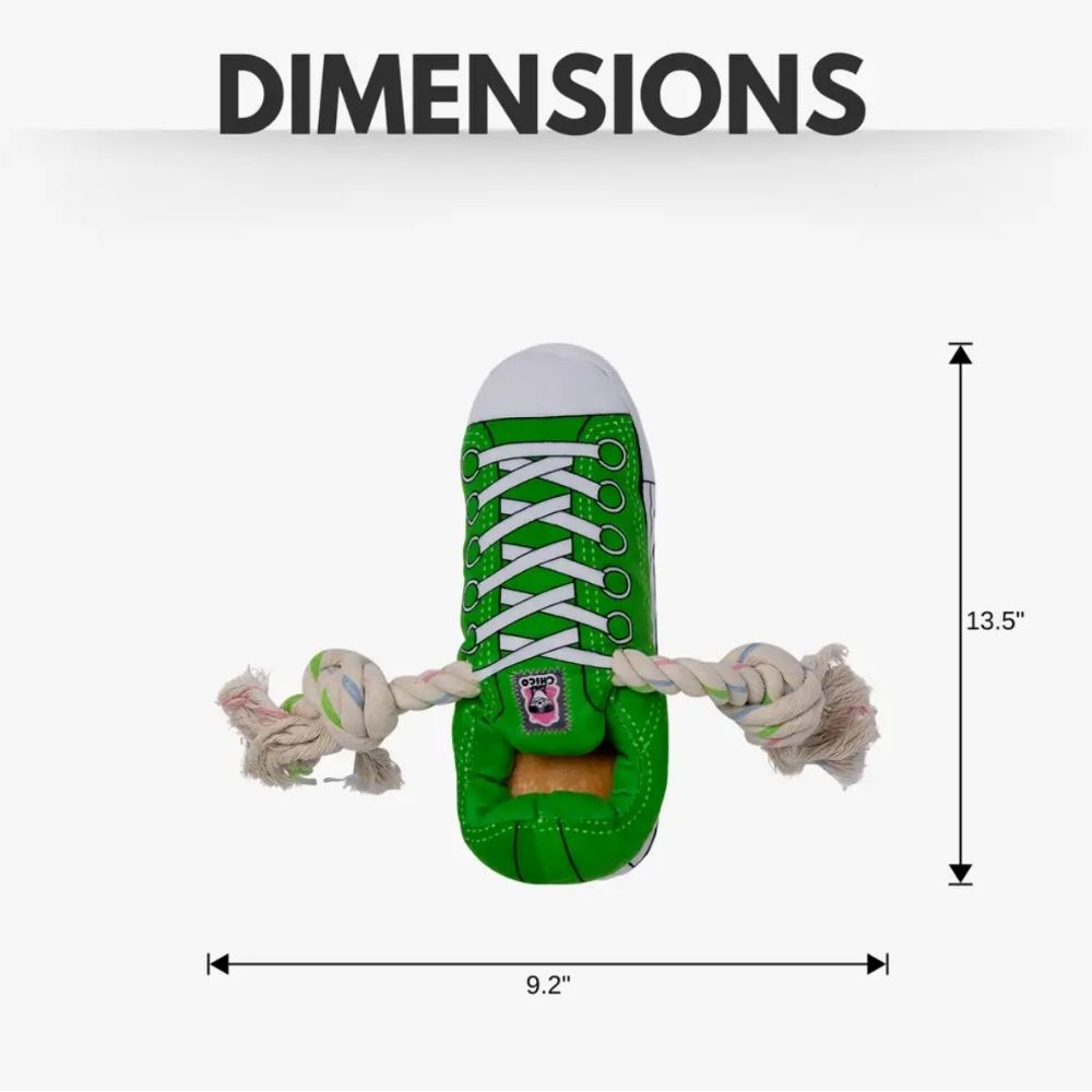 Squeaky Comfort Plush Sneaker Dog Toy – Green