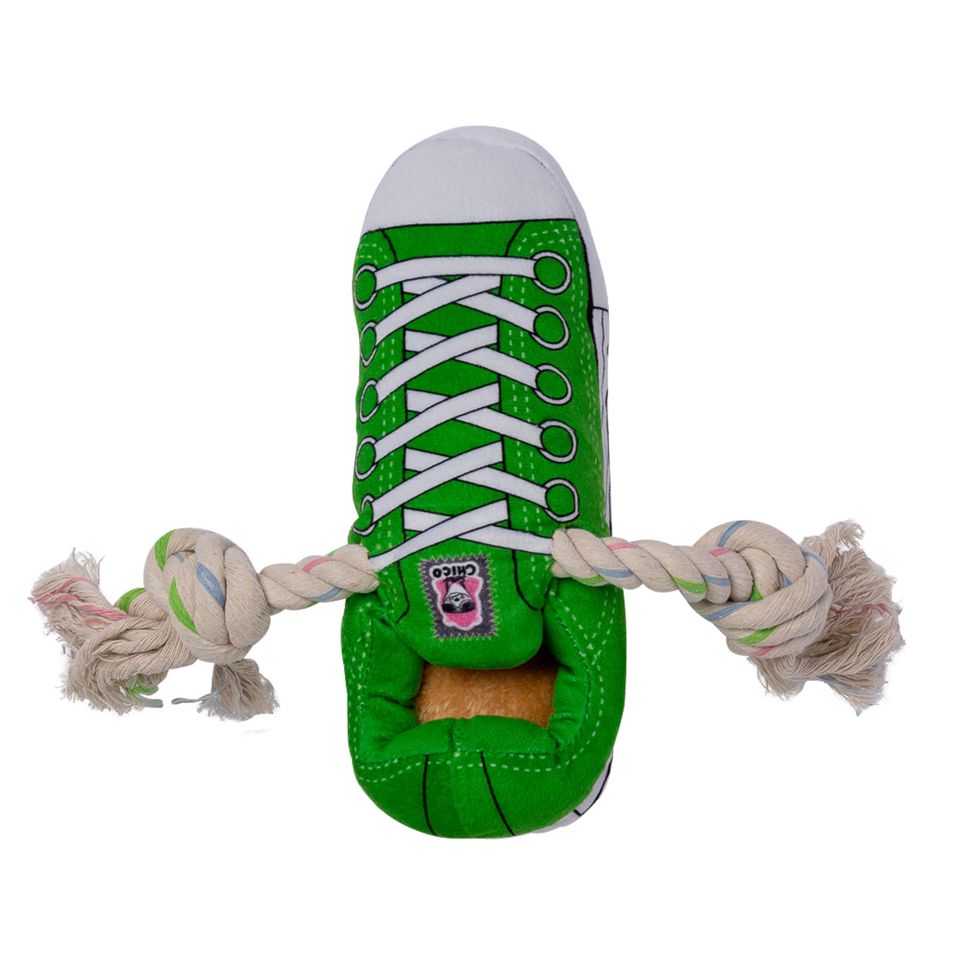 Squeaky Comfort Plush Sneaker Dog Toy – Green