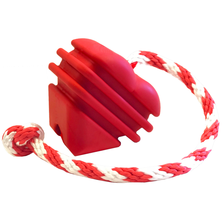 Heart on a String Large Dog Chew and Tug Toy – Red Rubber, Rope Handle