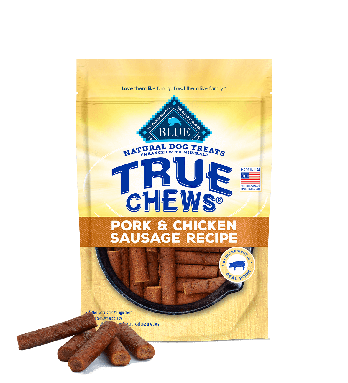 Pork Sausage-Style Dog Treats with Natural Ingredients