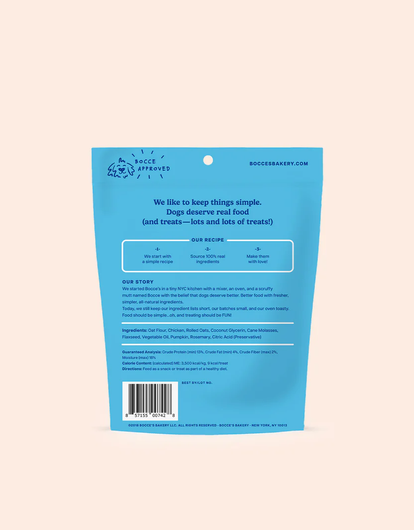 Wheat-Free Baked Dog Treats with Chicken, Pumpkin & Flaxseed, 6 oz