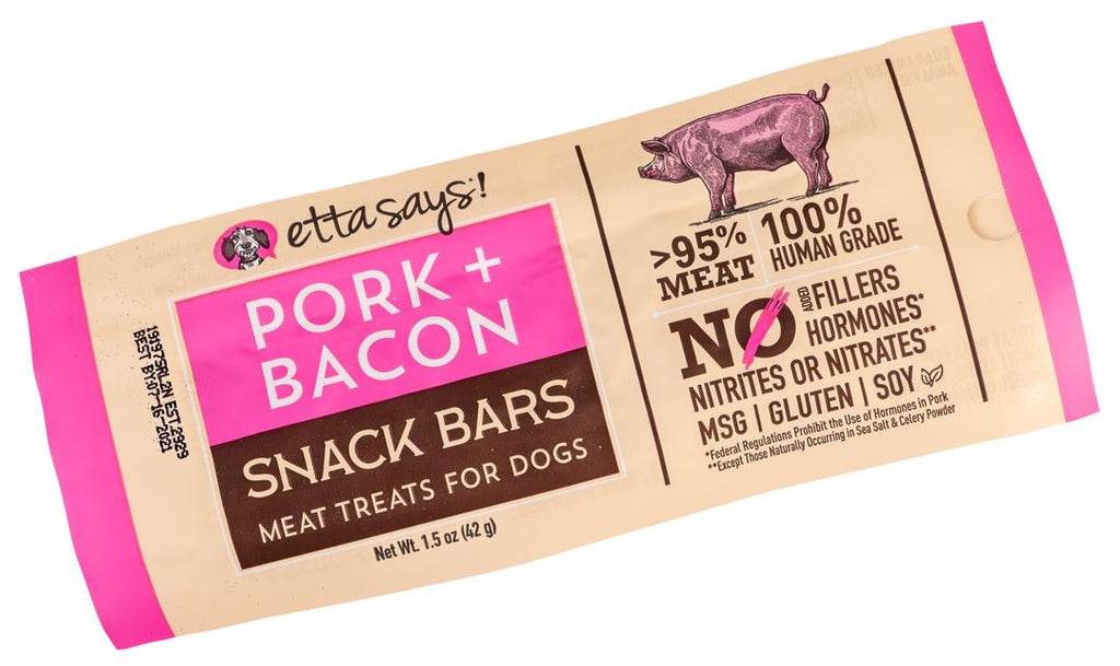 Pork & Uncured Bacon Dog Treat Bar – Grain-Free, Made in USA