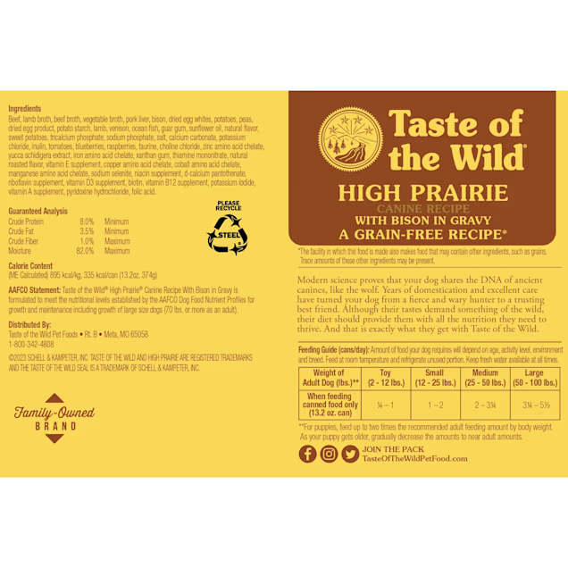 High Prairie Canine Wet Dog Food with Bison in Gravy