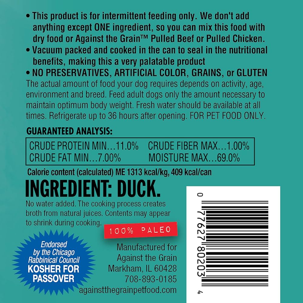 Duck Loaf-in-Gravy Wet Dog Food, Single Ingredient Recipe