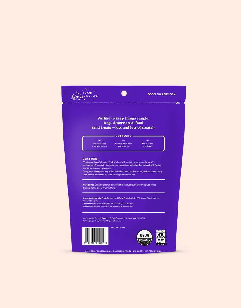 Organic Baked Dog Treats with Peanut Butter & Blueberry, 12 oz