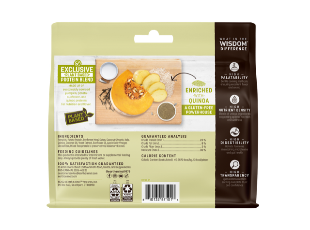 Plant-Based Soft Jerky Dog Treats with Pumpkin and Quinoa
