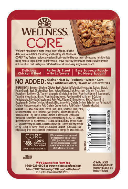 Wellness CORE Tiny Tasters Chicken & Beef Cat Food Pouches