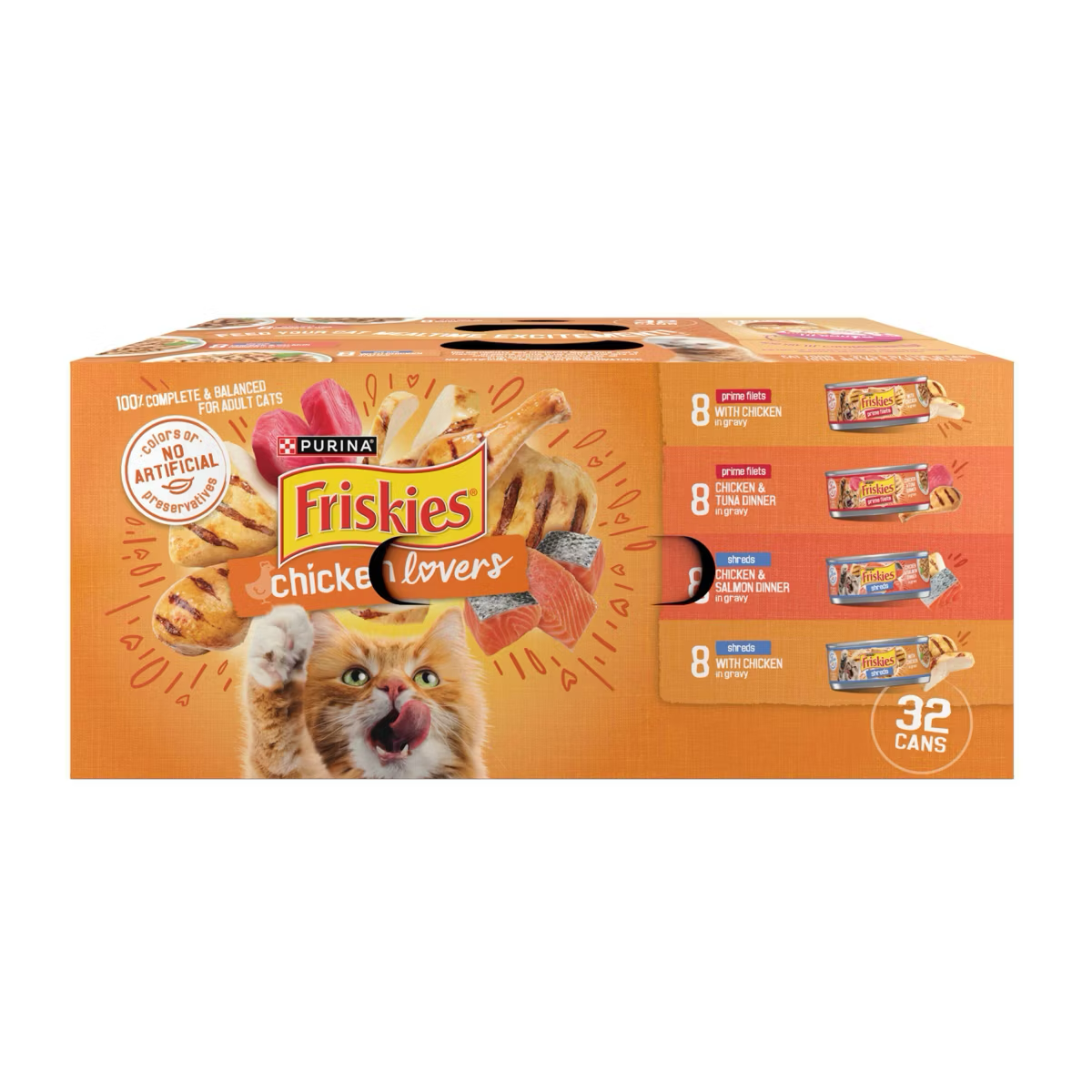 Wet Cat Food Variety Pack, Poultry & Fish Flavors, 32 Cans