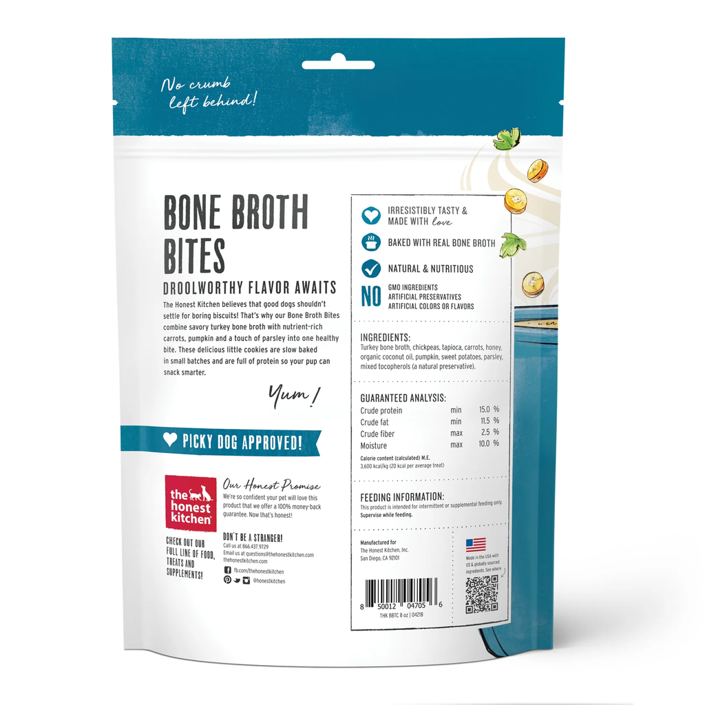 Bone Broth Bites Dog Treats with Turkey, Pumpkin & Carrots