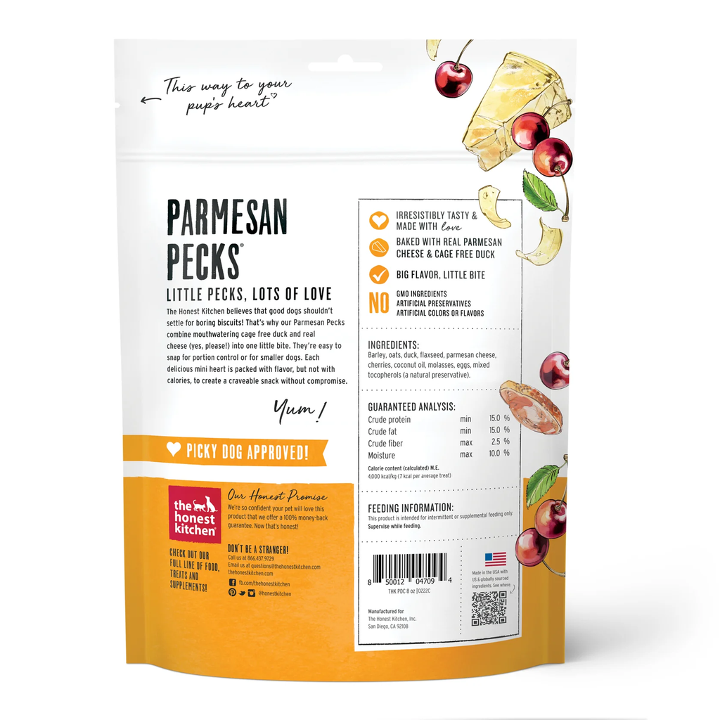 Parmesan Pecks Dog Treats with Cage-Free Duck & Cheese