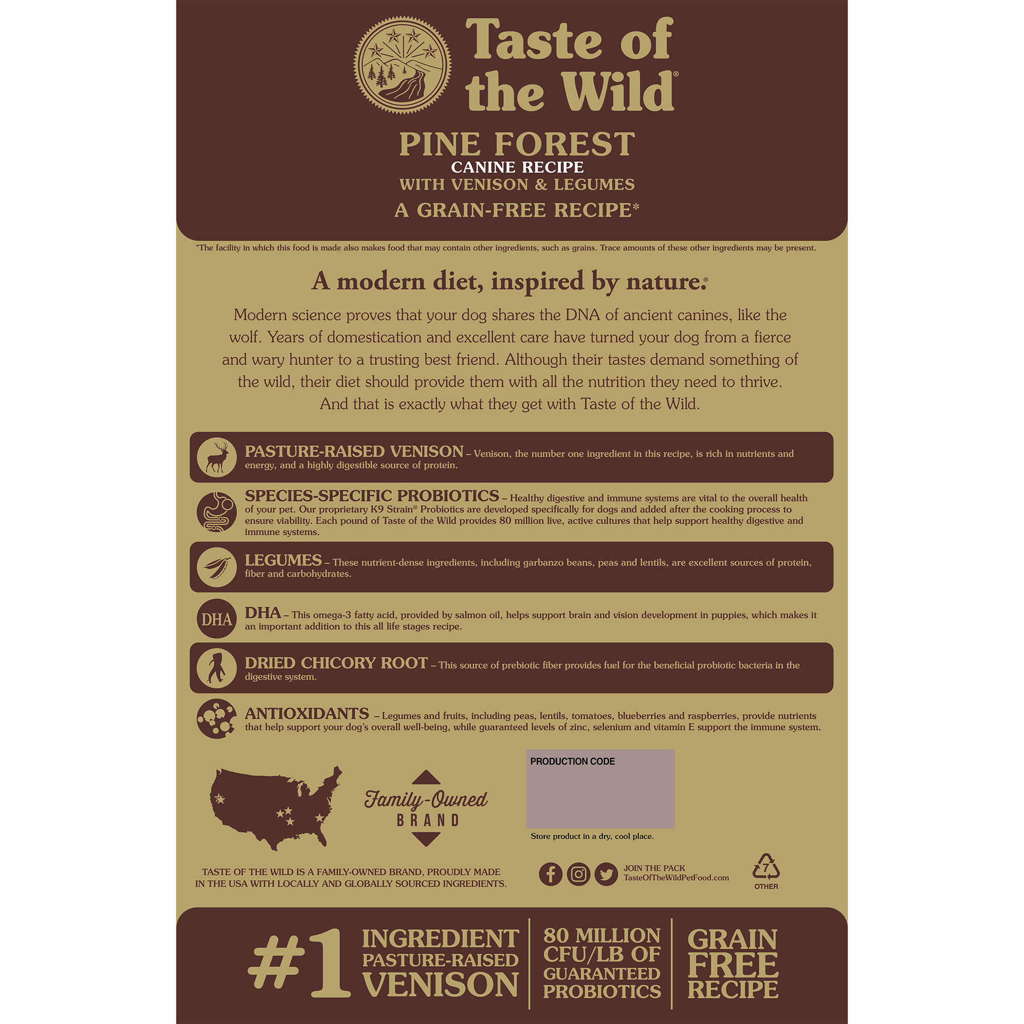 Venison & Legume Dog Food with Probiotics and DHA