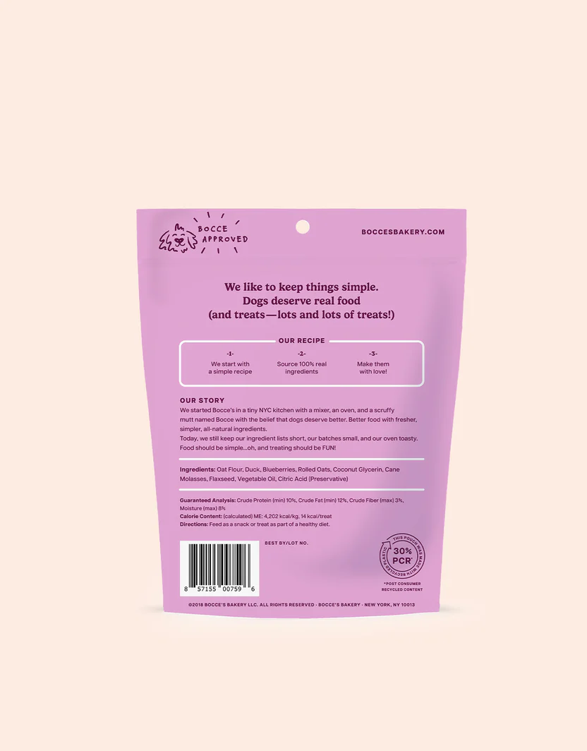 Duck & Blueberry Wheat-Free Dog Treats, 6 oz