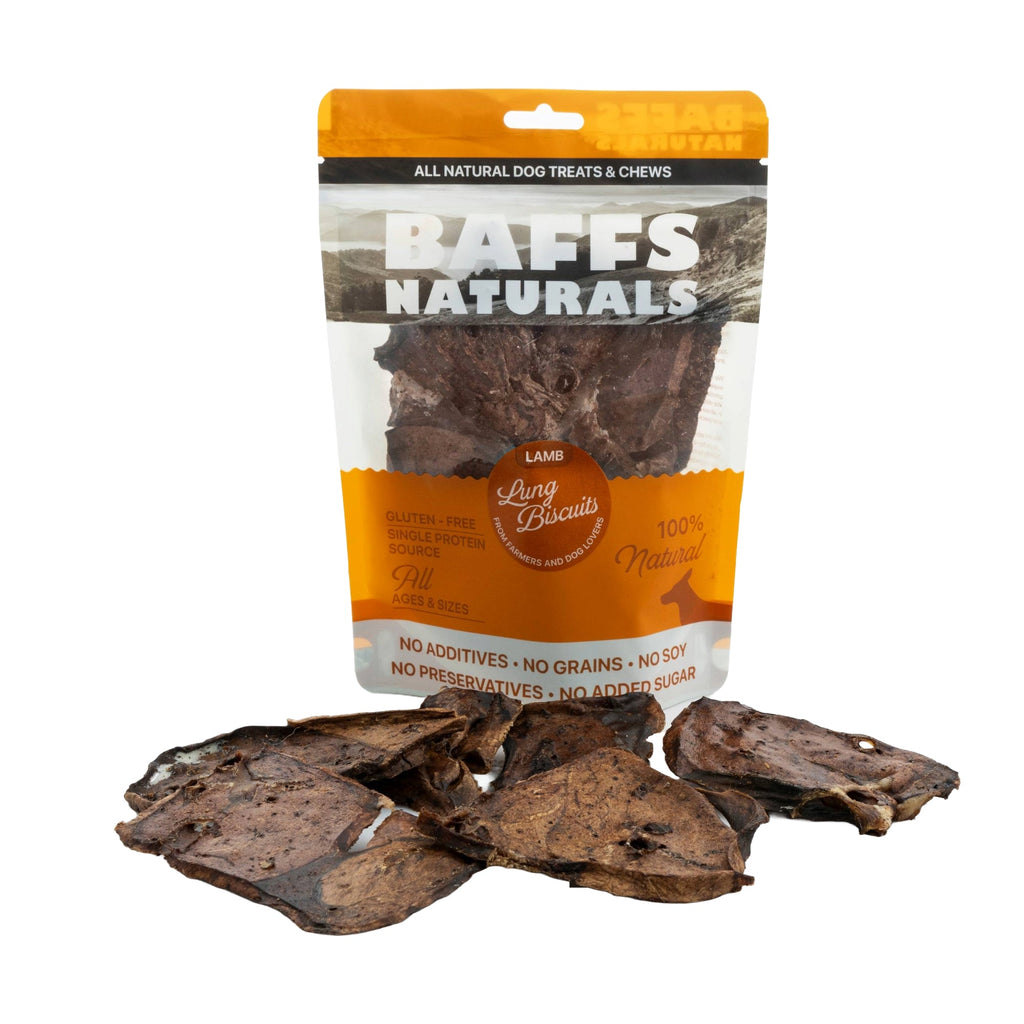 BAFFS NATURALS Lamb Lung Dog Biscuits, Single Ingredient, 2x4oz