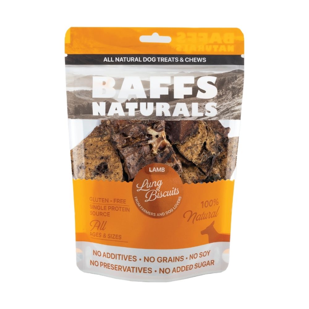 BAFFS NATURALS Lamb Lung Dog Biscuits, Single Ingredient, 2x4oz