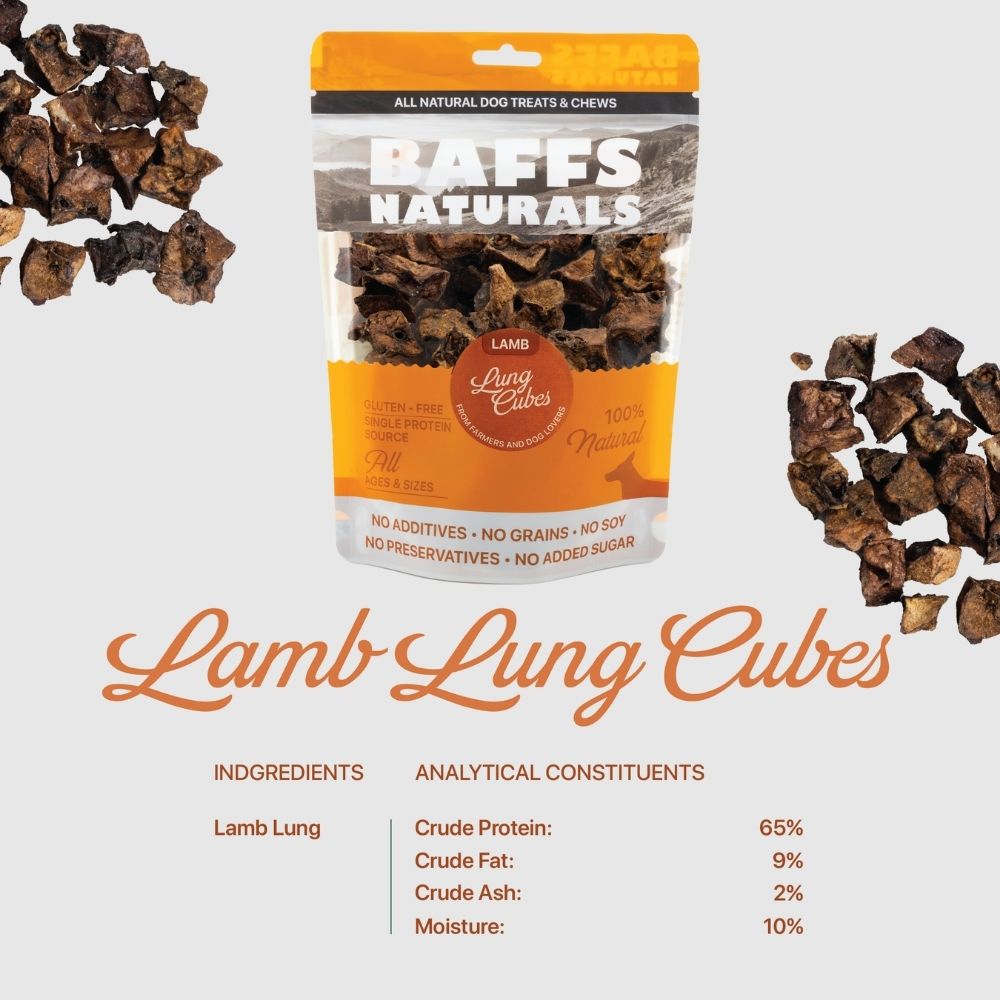 BAFFS NATURALS Lamb Lung Cubes Dog Treats 7oz