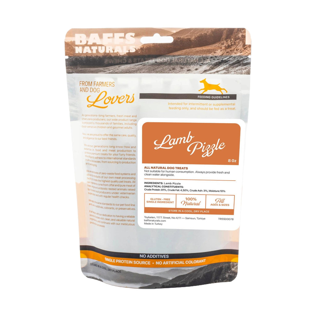 Lamb Pizzle Dog Chews – Single Ingredient, 8oz