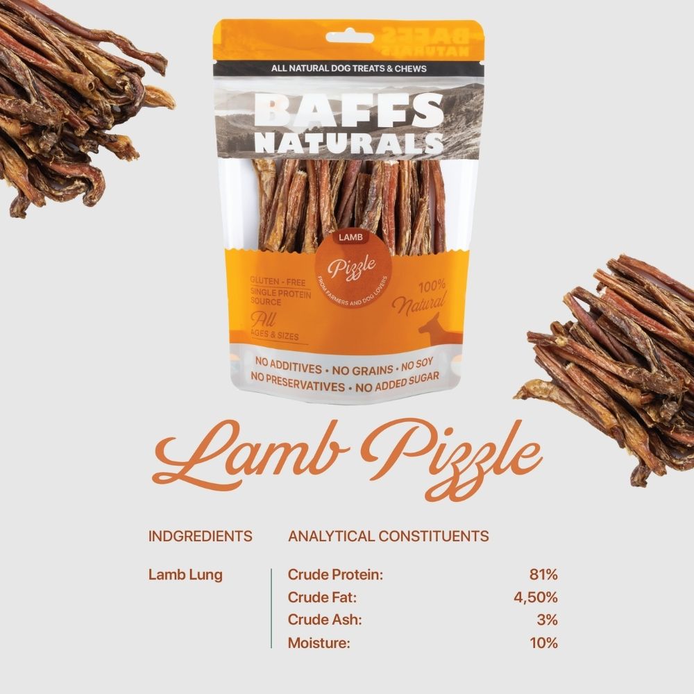 Lamb Pizzle Dog Chews – Single Ingredient, 8oz