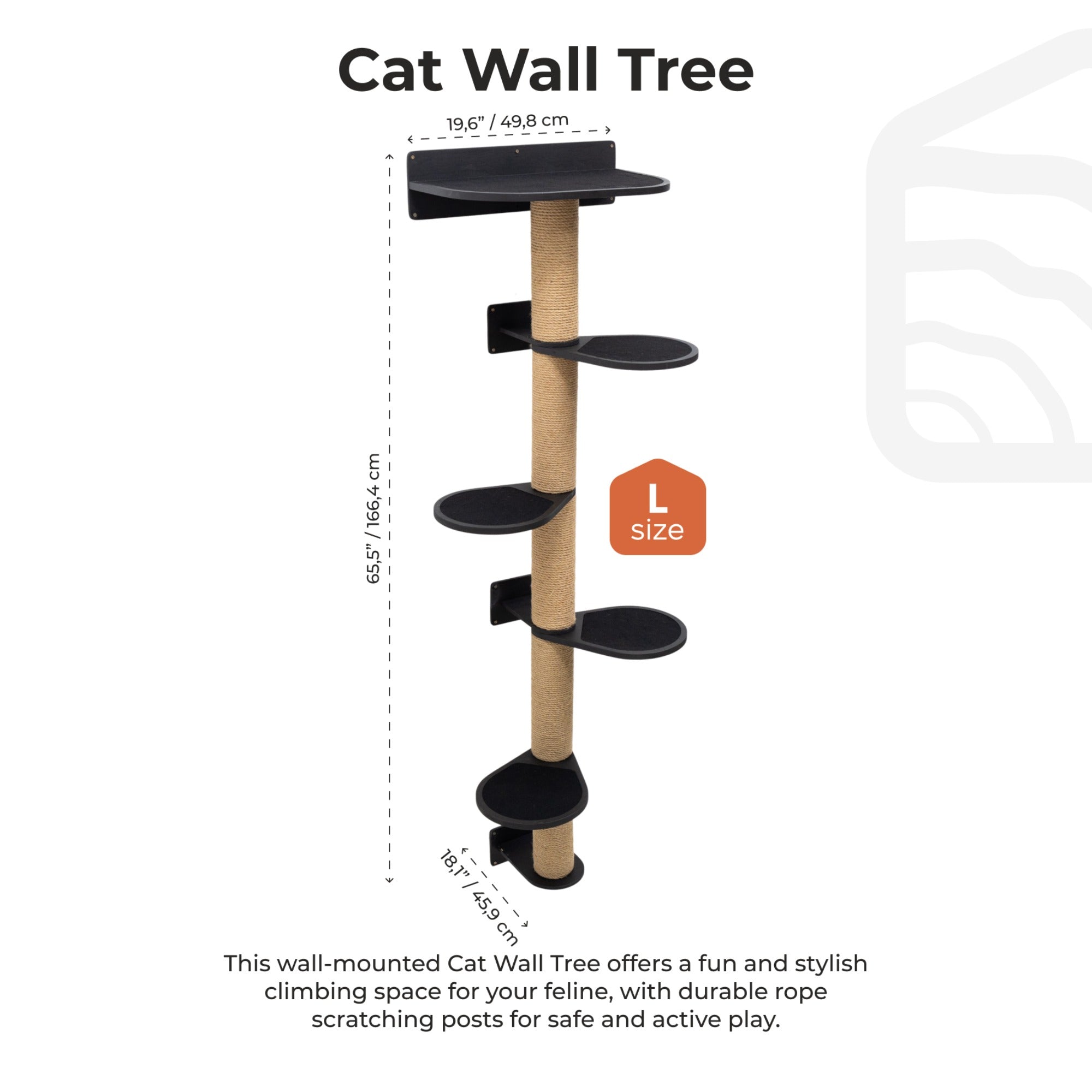 Large Cat Tree – Black, Multi-Level with Felt Beds