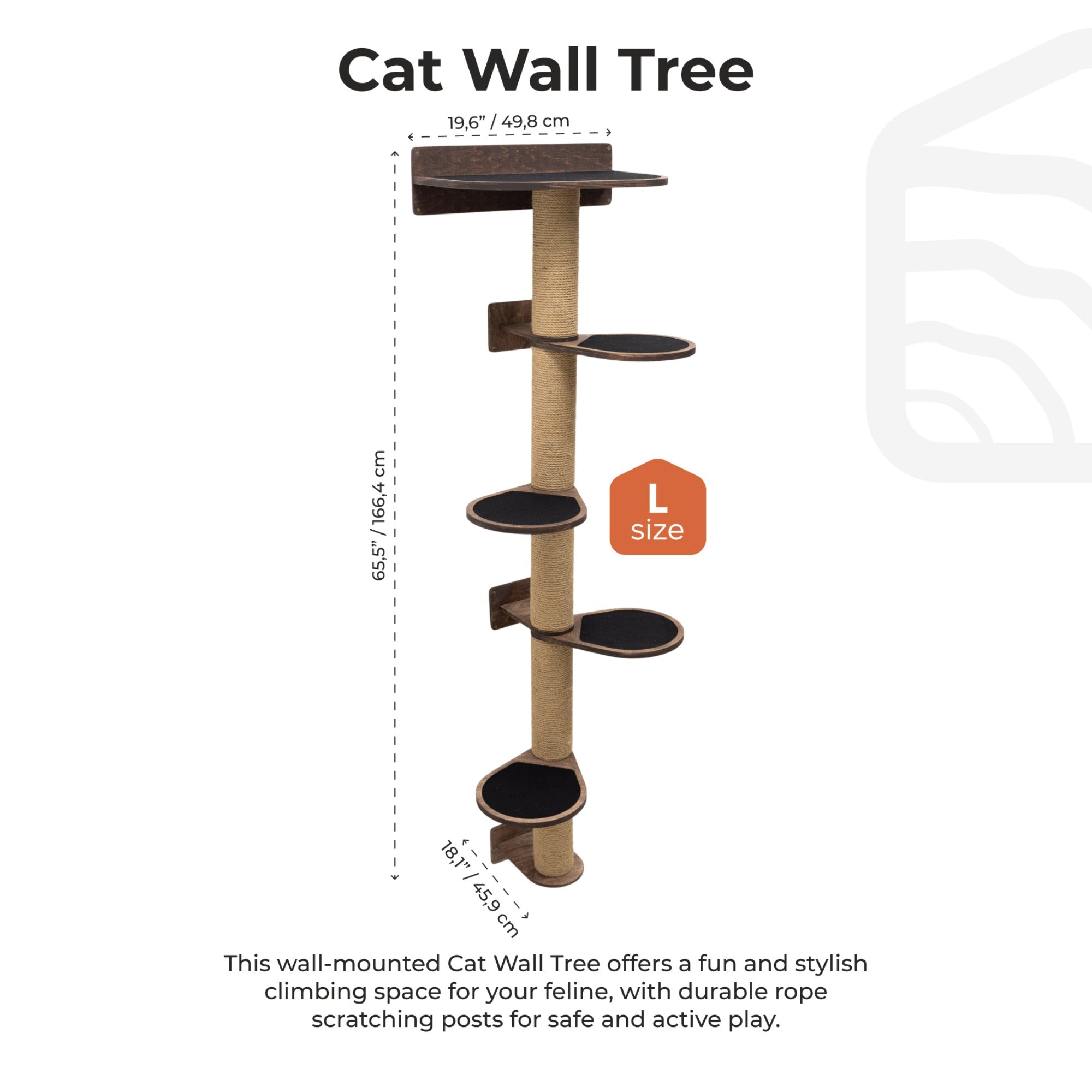 Large Cat Tree in Dark Walnut – Multi-Level Cat Furniture