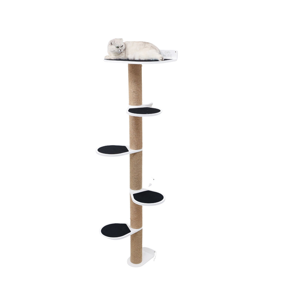 Large Cat Tree – White, Multi-Level with Beds and Scratching Posts